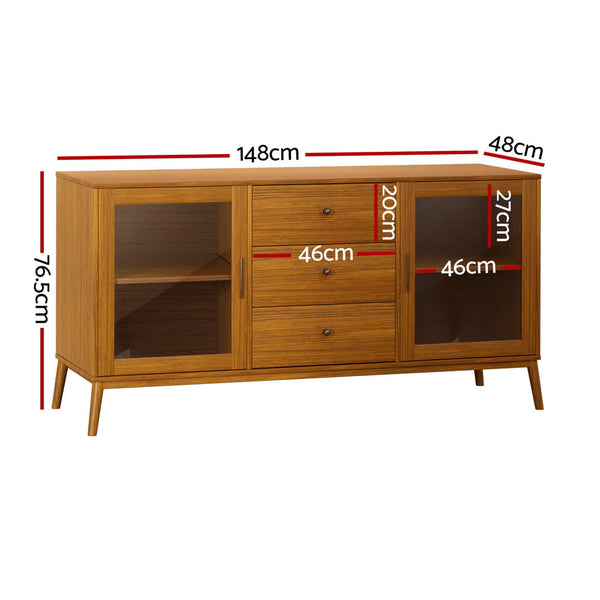 Artiss Buffet Sideboard Glass Doors - Oak Artiss