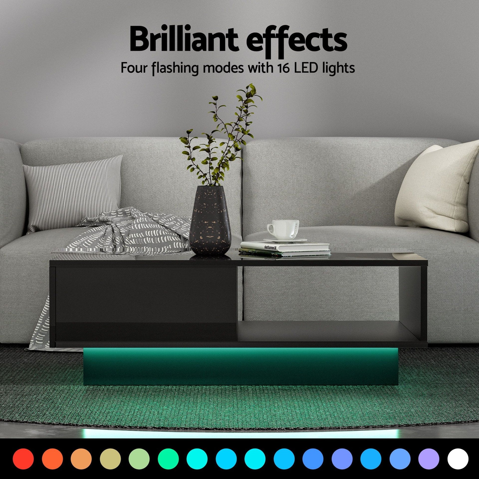 Artiss LED TV Unit & Coffee Table Set Storage Cabinet Black Awezingly