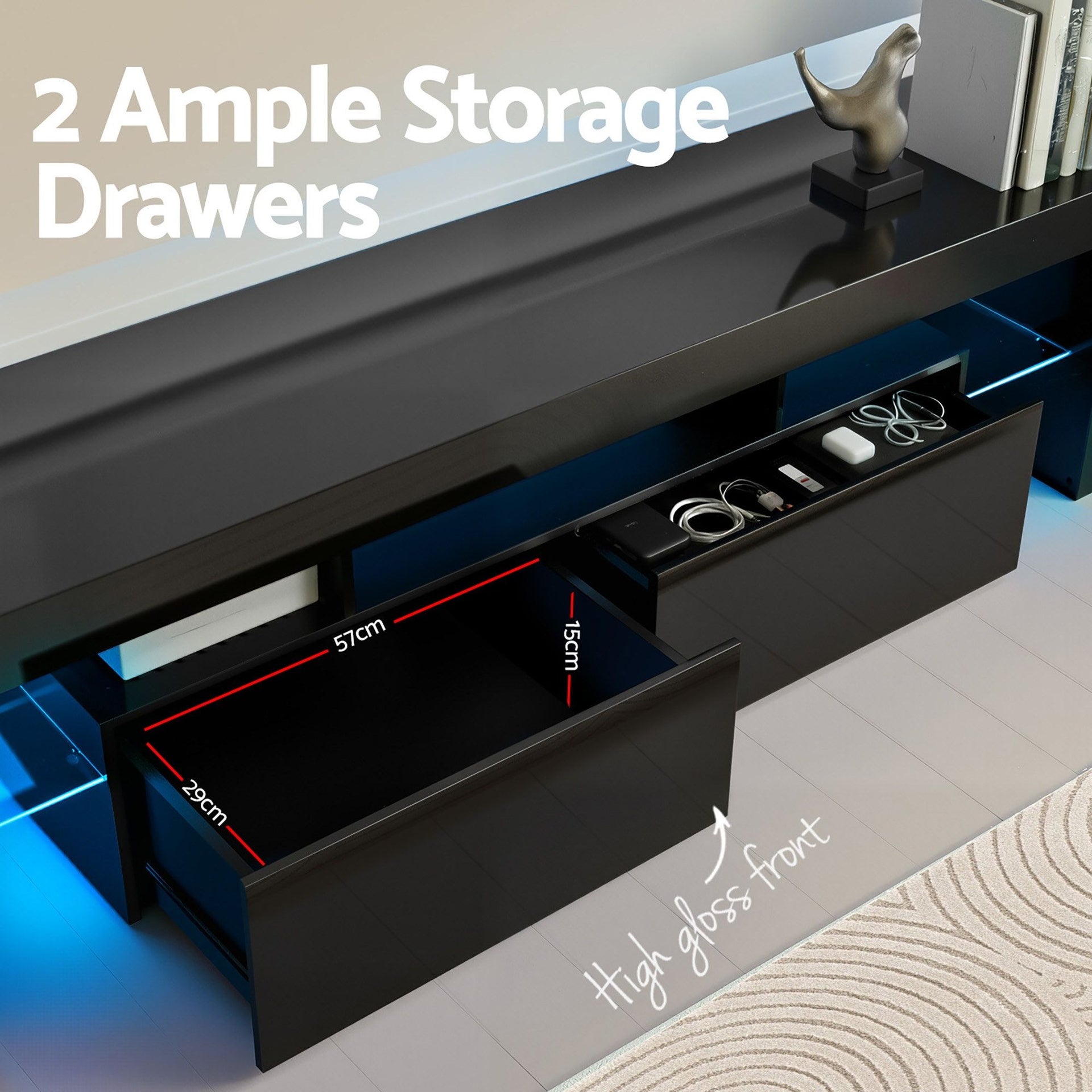 Artiss LED TV Unit & Coffee Table Set Storage Cabinet Black Awezingly