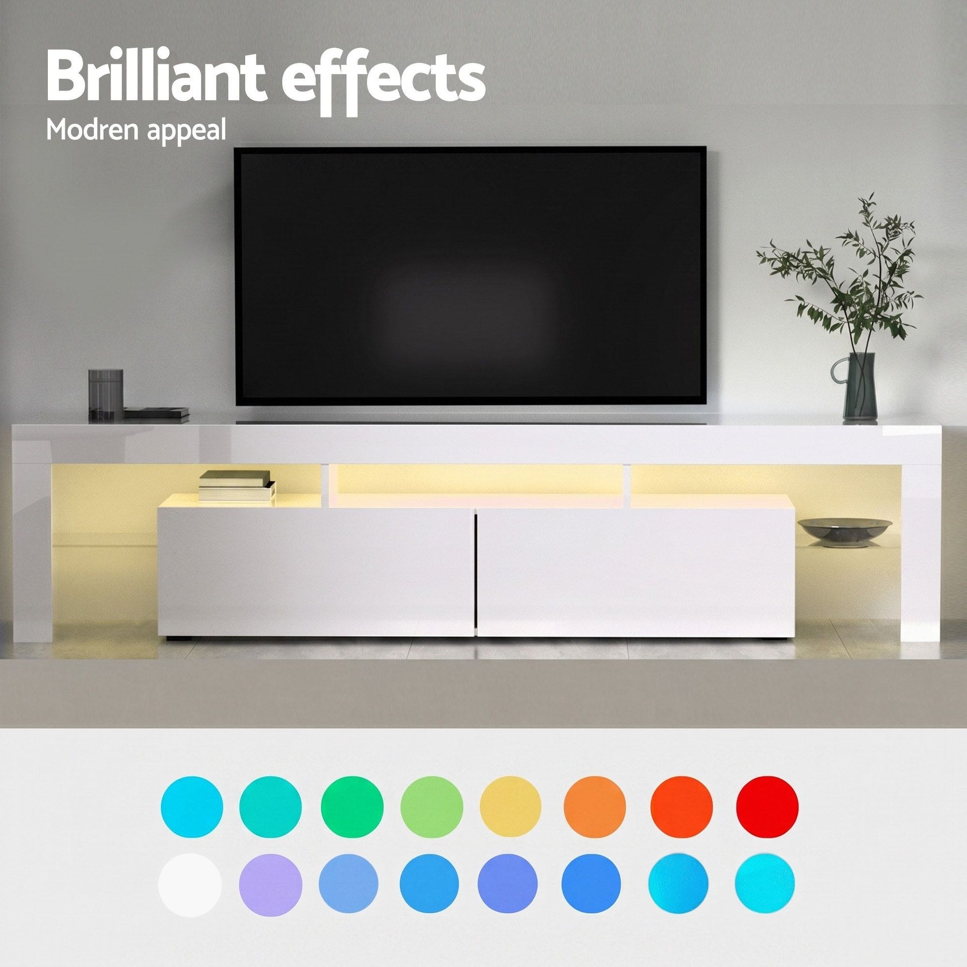 Artiss LED TV Unit & Coffee Table Set Storage Cabinet White Awezingly