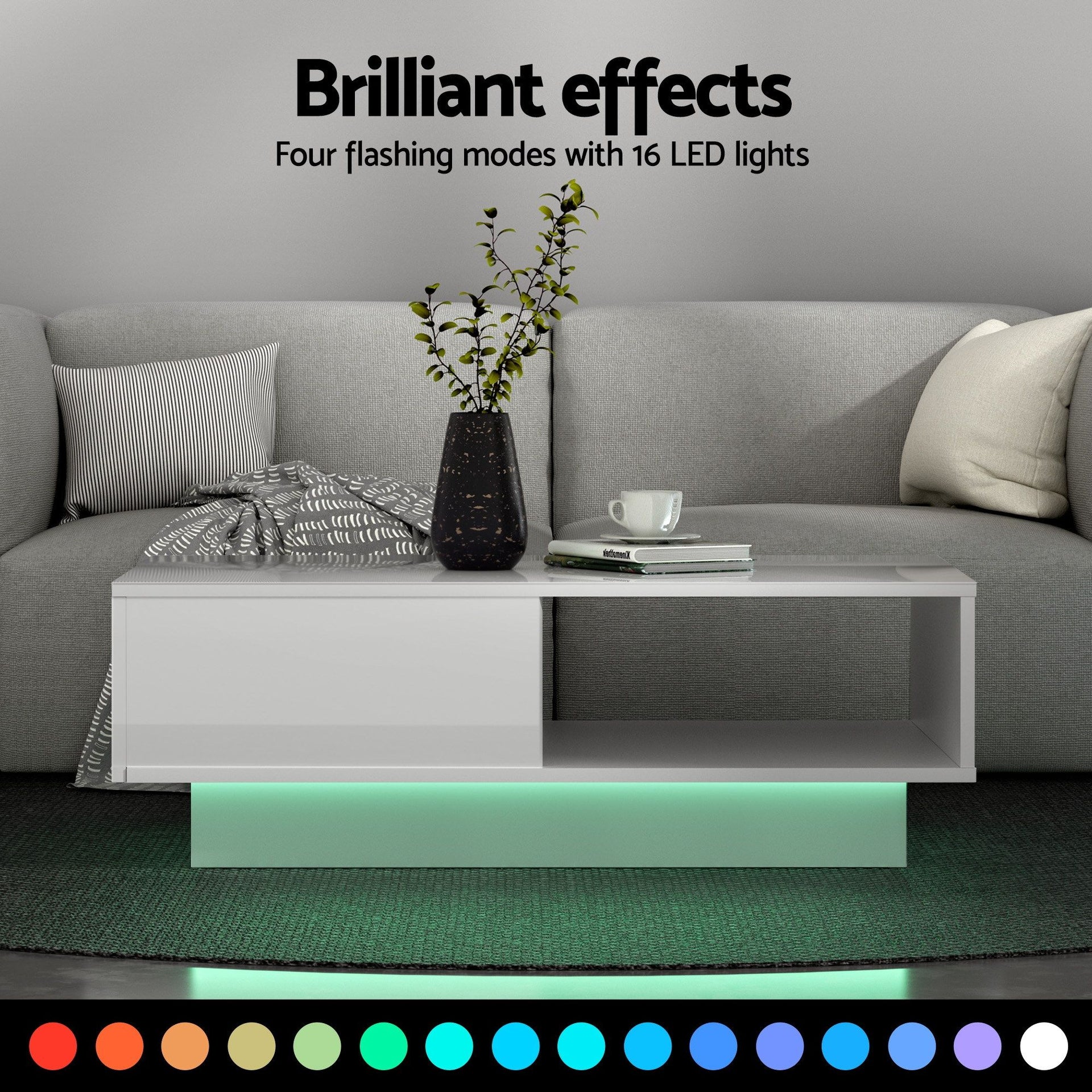 Artiss LED TV Unit & Coffee Table Set Storage Cabinet White Awezingly
