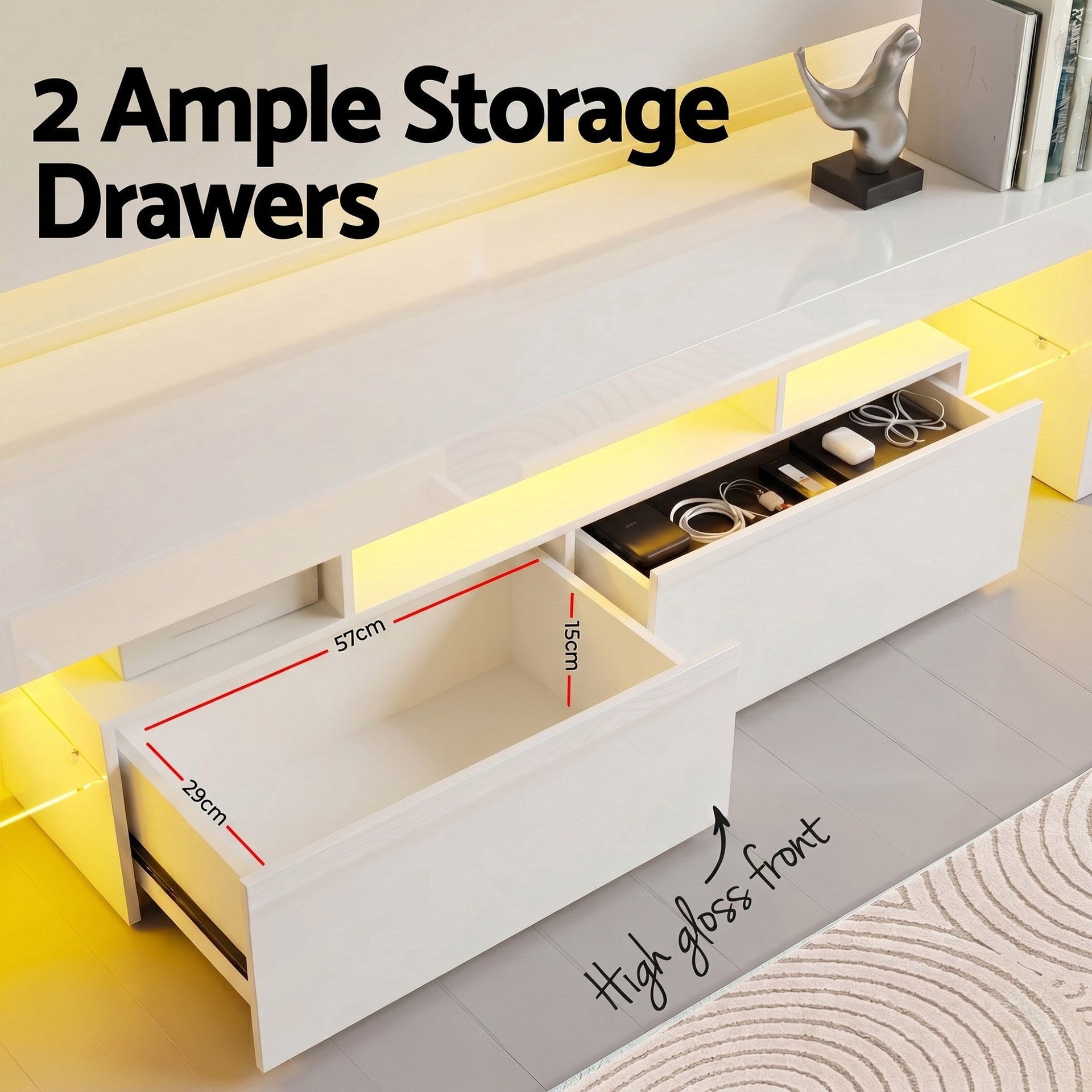 Artiss LED TV Unit & Coffee Table Set Storage Cabinet White Awezingly