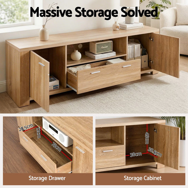 Artiss TV Unit & Coffee Table Set Storage Drawer Pine Awezingly