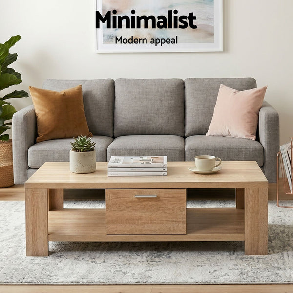 Artiss TV Unit & Coffee Table Set Storage Drawer Pine Awezingly
