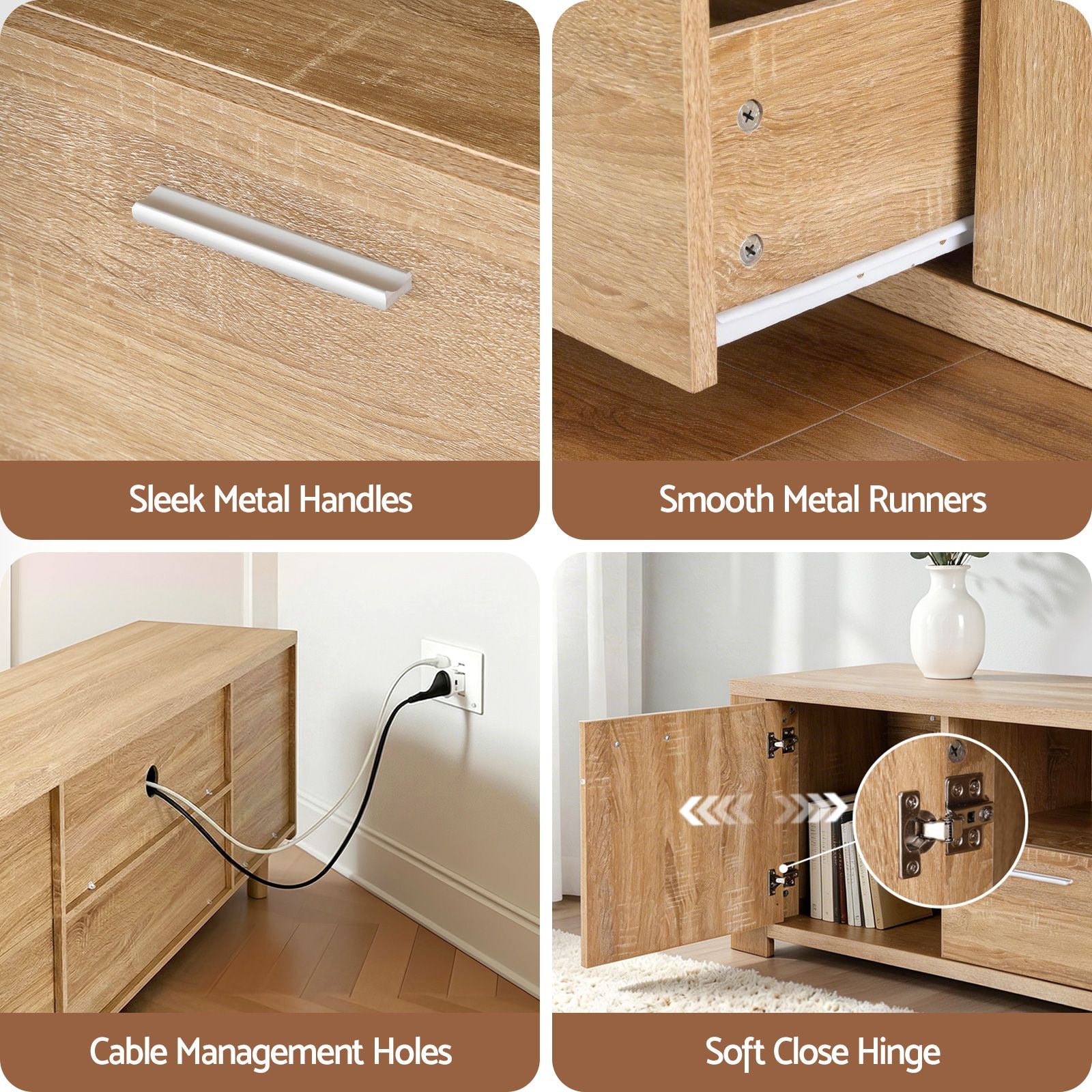 Artiss TV Unit & Coffee Table Set Storage Drawer Pine Awezingly
