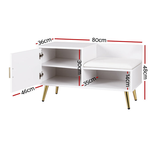 Artiss Shoe Rack Cabinet Bench 6 Pairs White Artiss