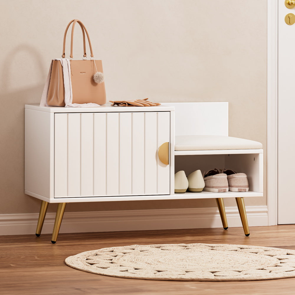 Artiss Shoe Rack Cabinet Bench 6 Pairs White Artiss
