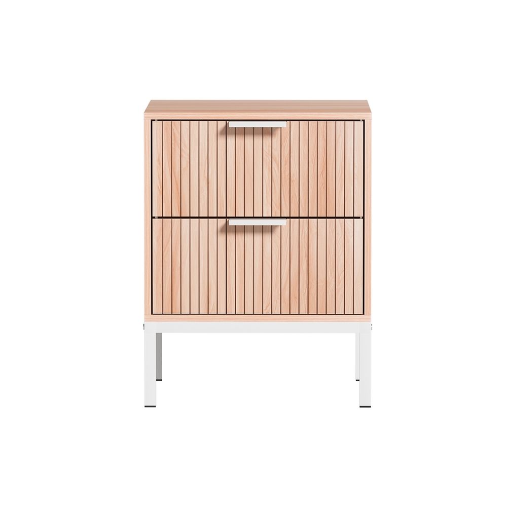 Artiss 2X Bedside Table 2 Drawers Storage Nightstand Cabinet Metal Legs Pine Awezingly