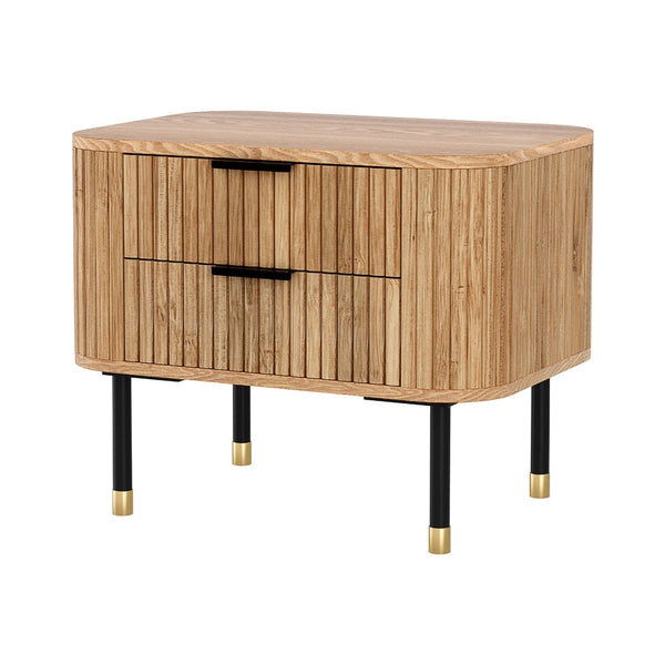 Artiss Bedside Table 2 Drawers Paulownia Wood Pine Does Not Apply