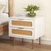 Artiss Rattan Bedside Table 2 Drawers Pine