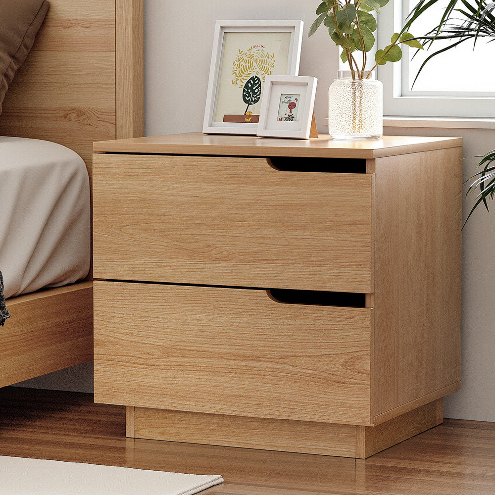 Artiss Bedside Table 2 Drawers Nightstand Pine Awezingly