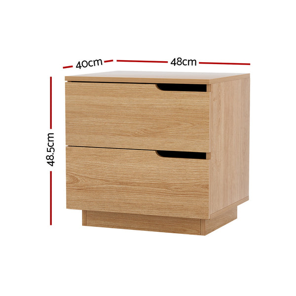 Artiss Bedside Table 2 Drawers Nightstand Pine Awezingly