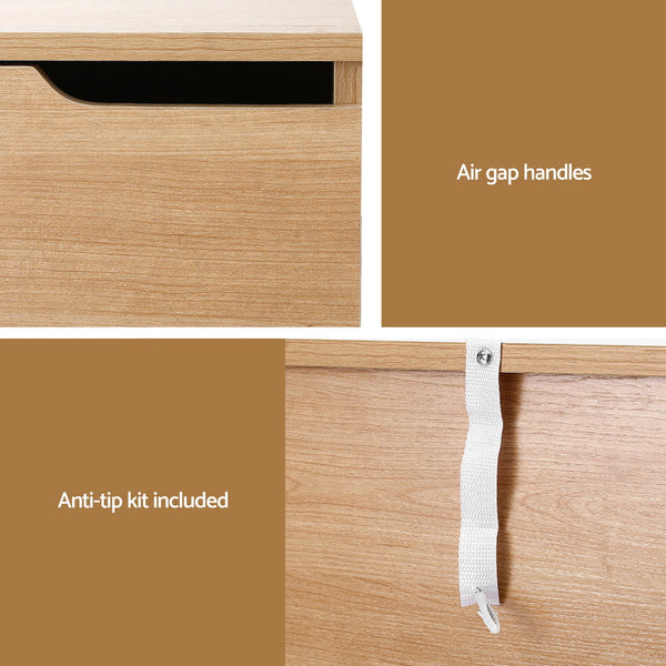 Artiss Bedside Table 2 Drawers Nightstand Pine Awezingly