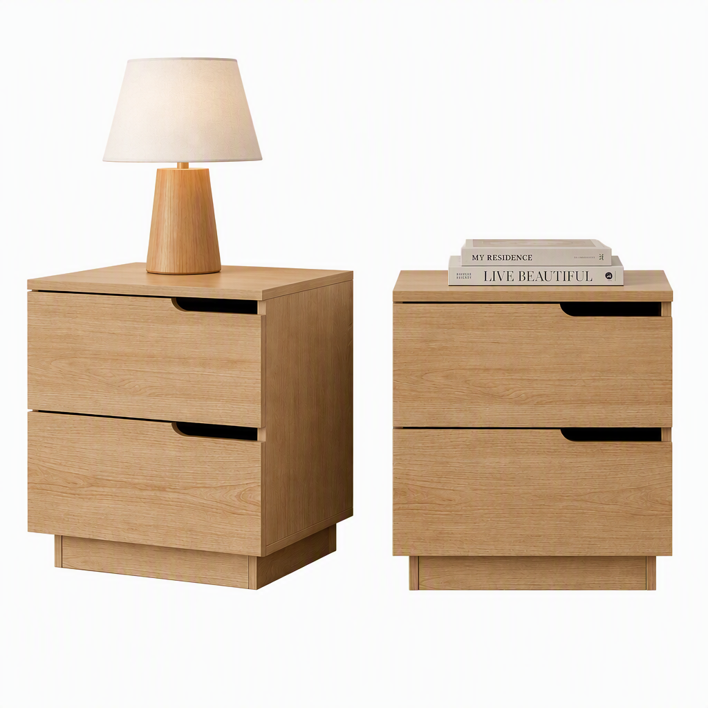 Artiss 2X Bedside Table 2 Drawers Nightstand Pine Awezingly