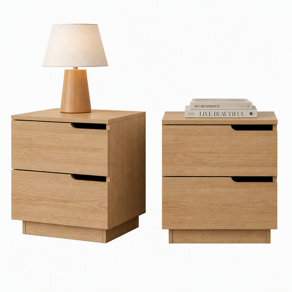 Artiss 2X Bedside Table 2 Drawers Nightstand Pine Awezingly