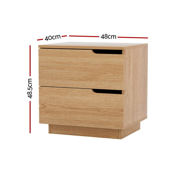 Artiss 2X Bedside Table 2 Drawers Nightstand Pine Awezingly