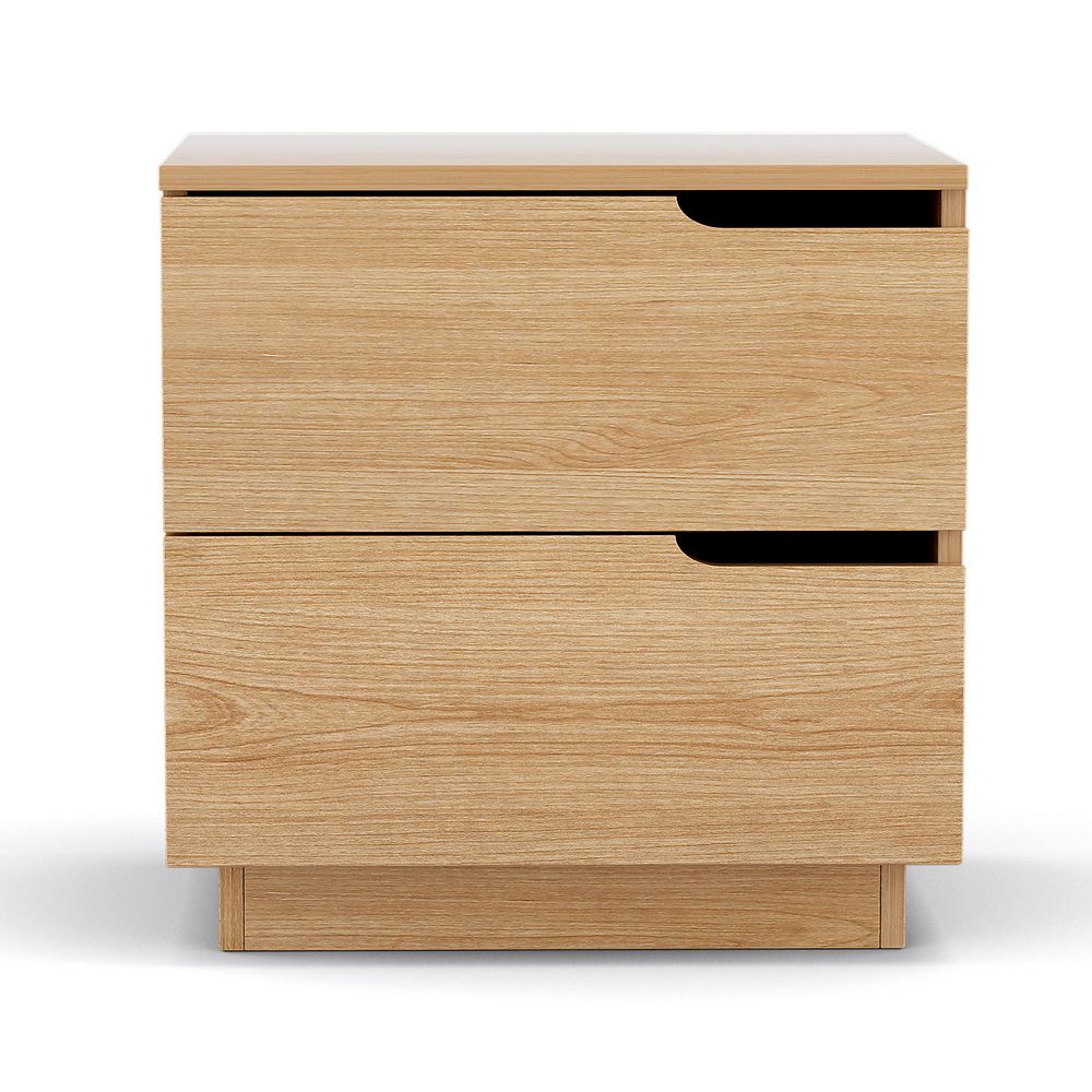 Artiss 2X Bedside Table 2 Drawers Nightstand Pine Awezingly