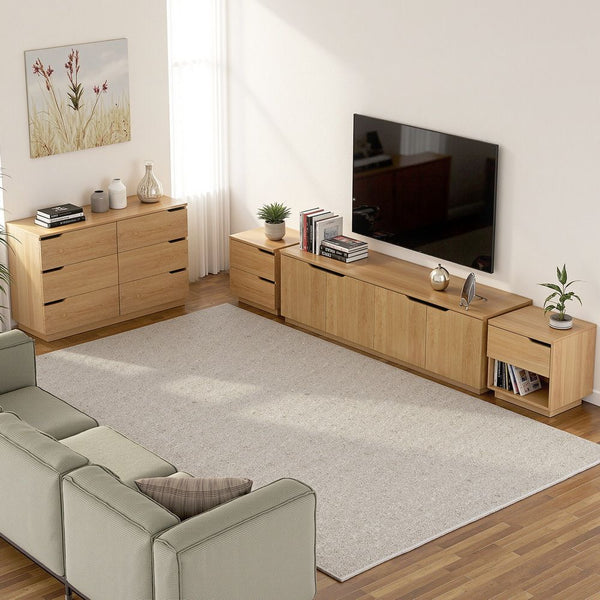 Artiss 2X Bedside Table 2 Drawers Nightstand Pine Awezingly