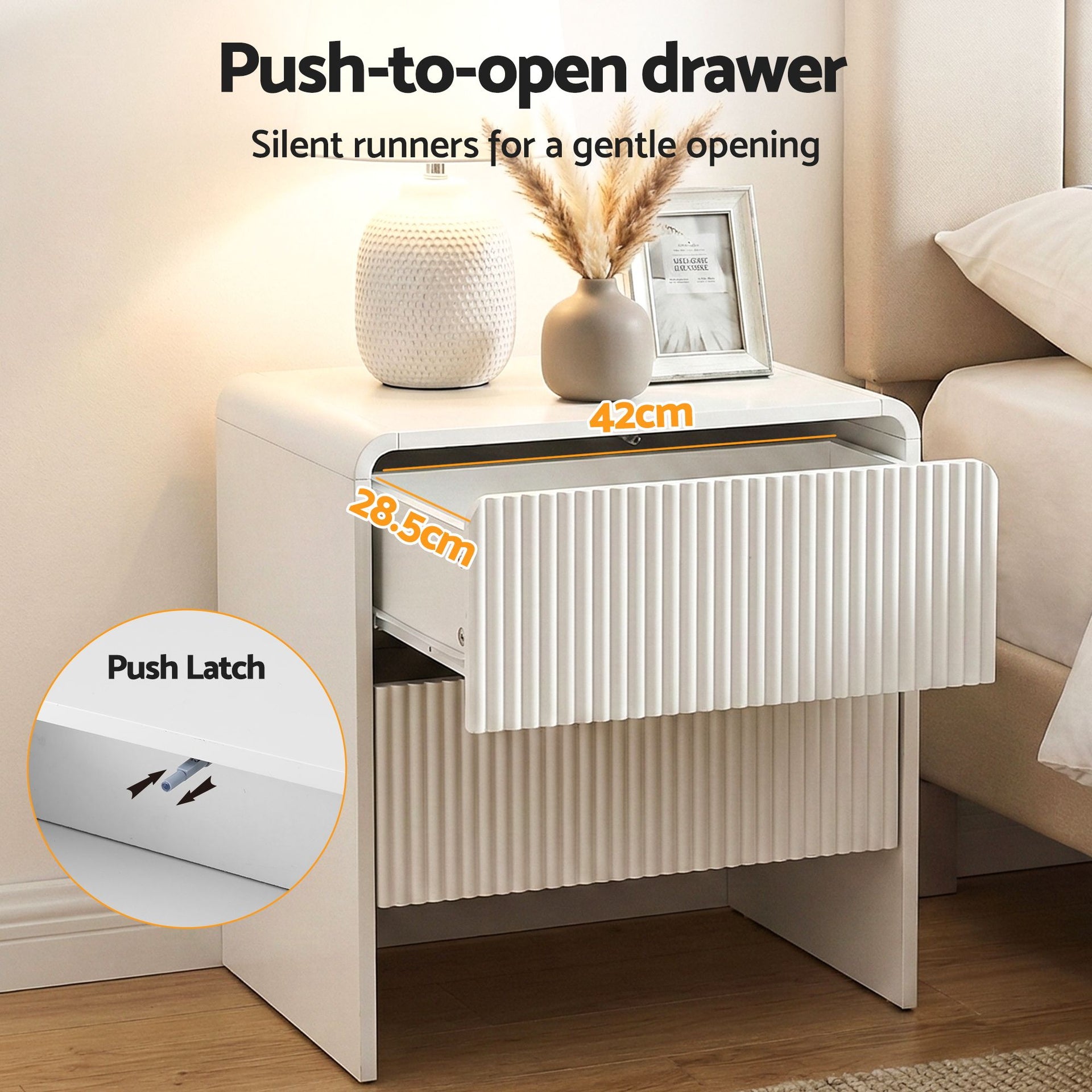 Artiss 2x Bedside Table 2 Drawers - Beige Awezingly