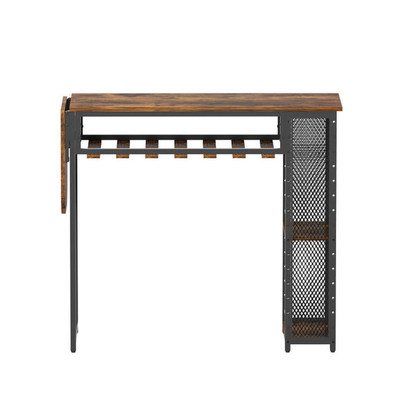 Artiss Industrial Bar Table with Wine Rack Built-in Cup Holder Extendable 140cm Awezingly