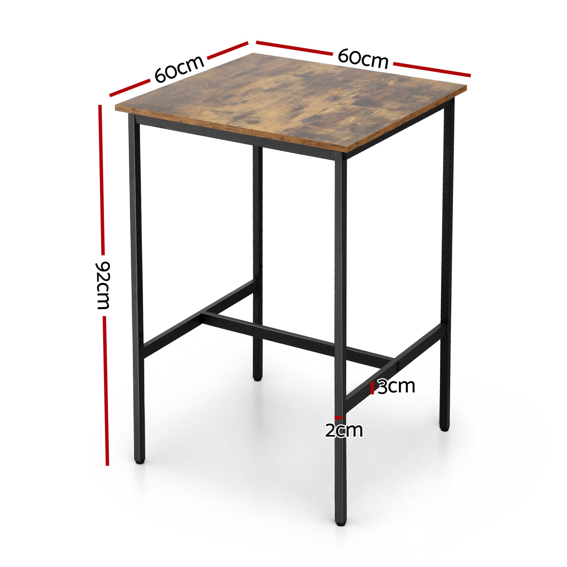 Artiss Bar Table Counter Kitchen Dining Desk Pub 60x92cm Vintage Metal Walnut Artiss