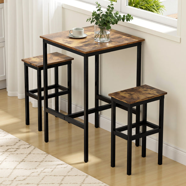 Artiss Bar Table Counter Kitchen Dining Desk Pub 60x92cm Vintage Metal Walnut Artiss