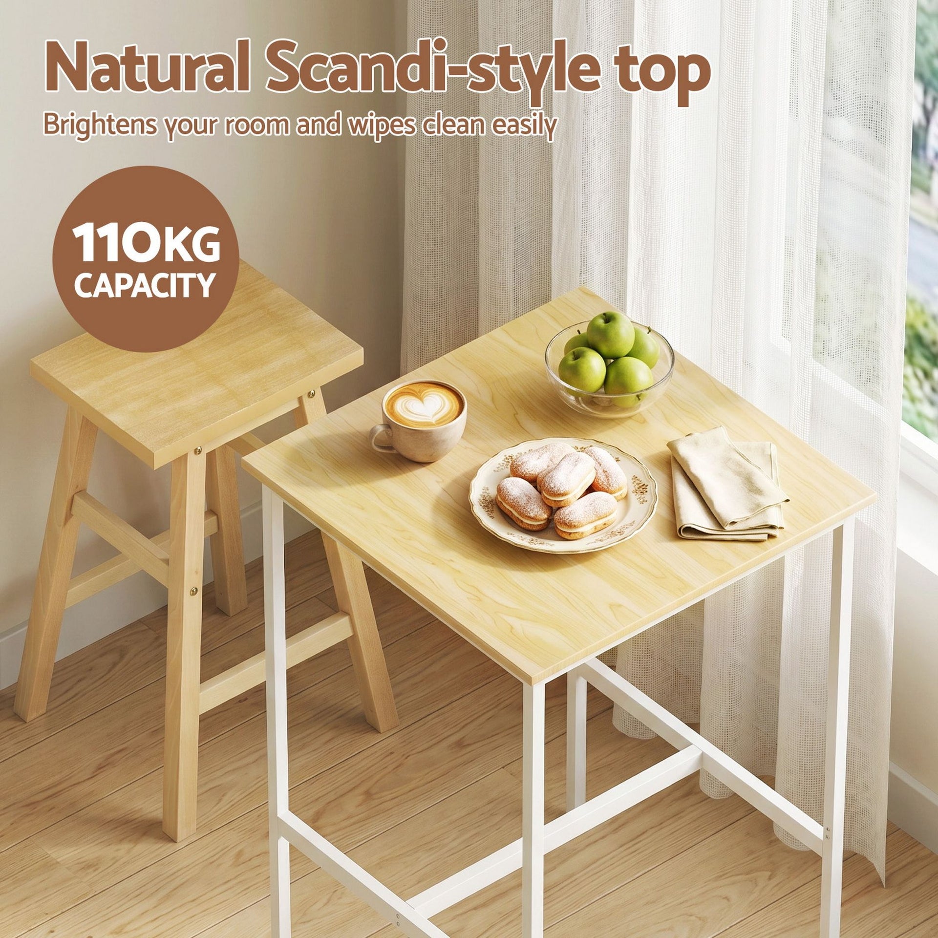Artiss Bar Table Counter Height Kitchen High Dining Desk Pub 60x92cm Modern Pine Awezingly