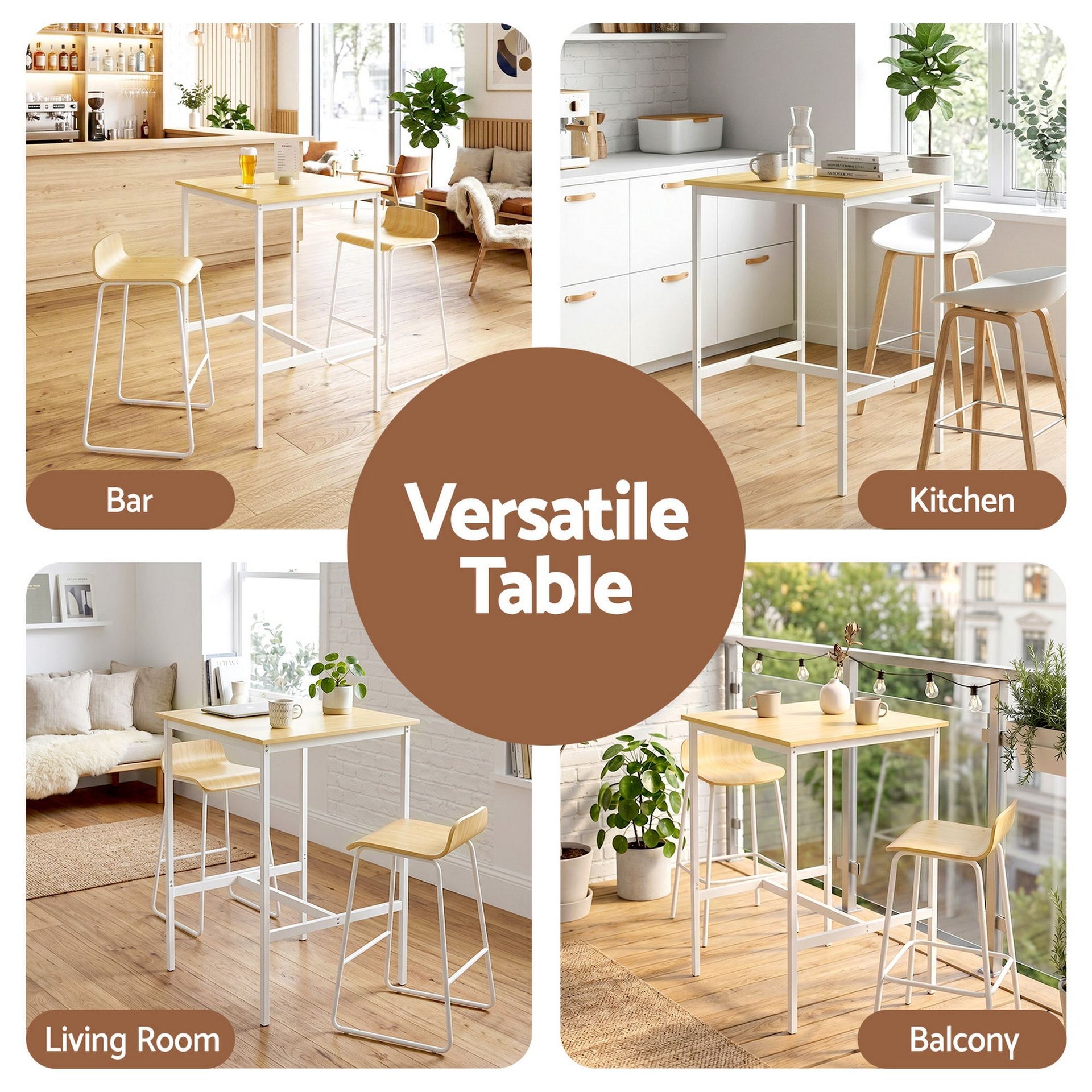 Artiss Bar Table Counter Height Kitchen High Dining Desk Pub 60x92cm Modern Pine Awezingly