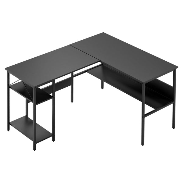 Artiss Computer Desk L shape Home Office Study Table Desks Open Shelf Black Awezingly