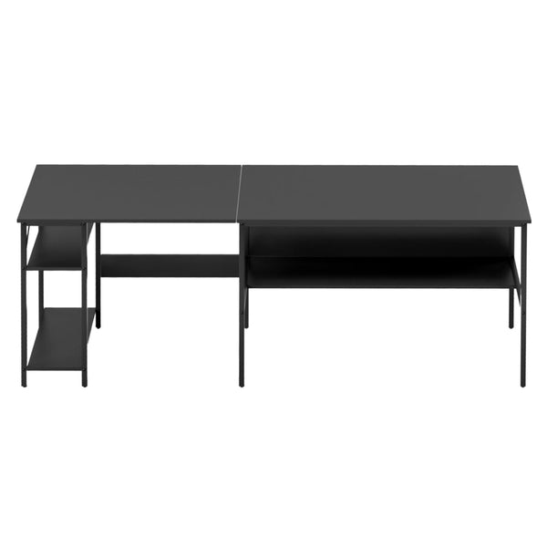 Artiss Computer Desk L shape Home Office Study Table Desks Open Shelf Black Awezingly