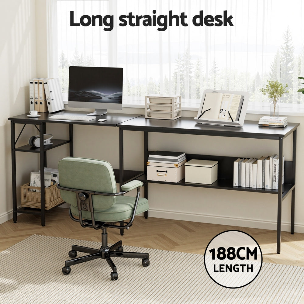 Artiss Computer Desk L shape Home Office Study Table Desks Open Shelf Black Awezingly
