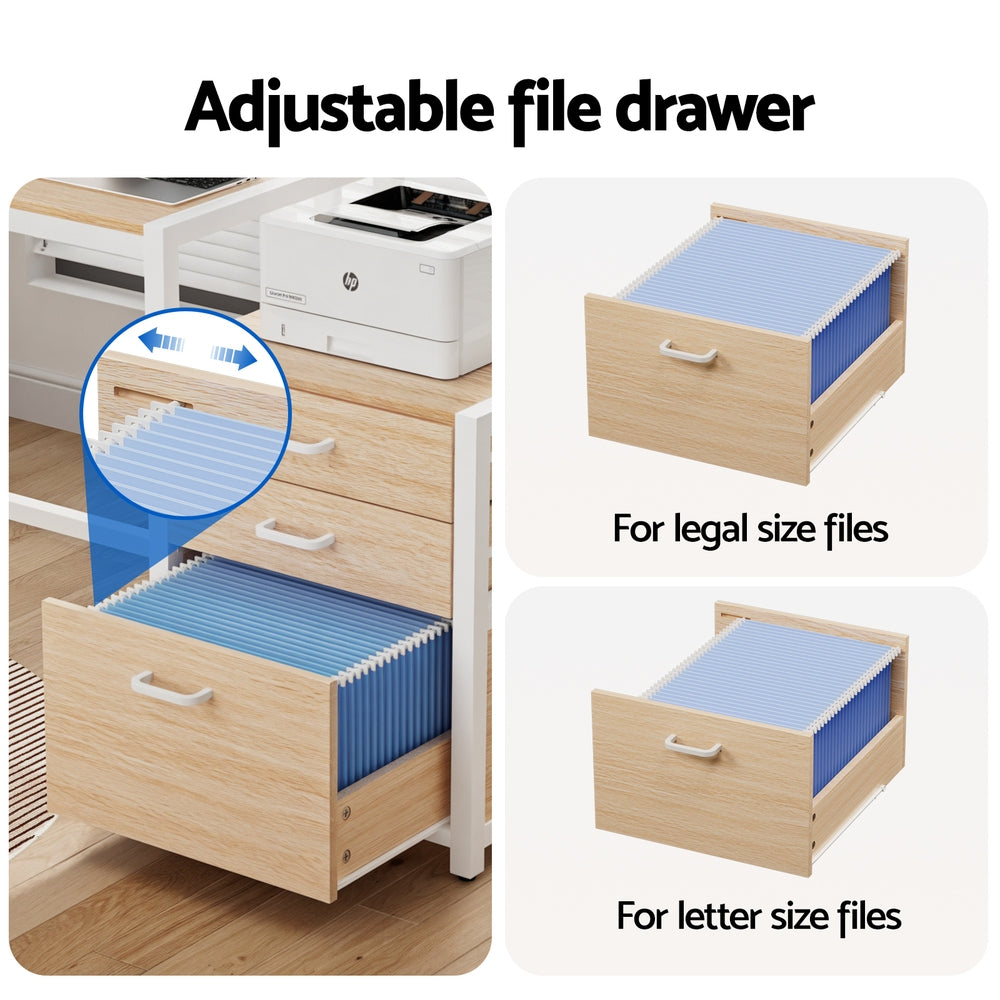 Artiss Computer Desk Home Office Study Table Desks w/Drawers Open Shelf Oak 160CM Awezingly