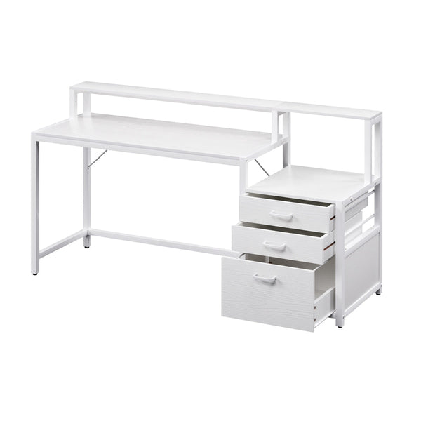 Artiss Computer Desk Home Office Study Table Desks w/Drawers Open Shelf White 160CM Awezingly
