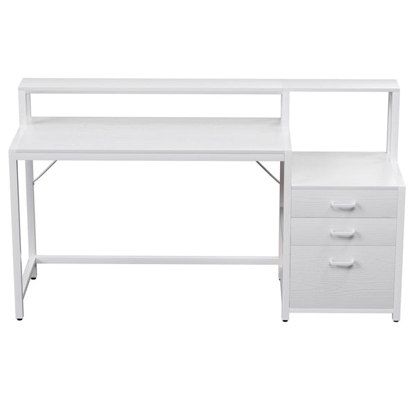 Artiss Computer Desk Home Office Study Table Desks w/Drawers Open Shelf White 160CM Awezingly