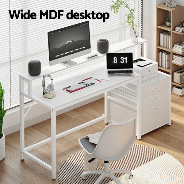 Artiss Computer Desk Home Office Study Table Desks w/Drawers Open Shelf White 160CM Awezingly