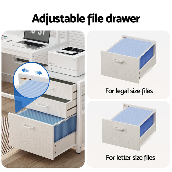 Artiss Computer Desk Home Office Study Table Desks w/Drawers Open Shelf White 160CM Awezingly