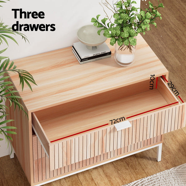 Artiss 3 Chest of Drawers  - LURA Pine Artiss