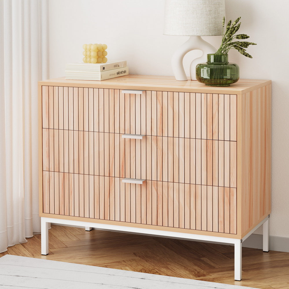 Artiss 3 Chest of Drawers  - LURA Pine Artiss