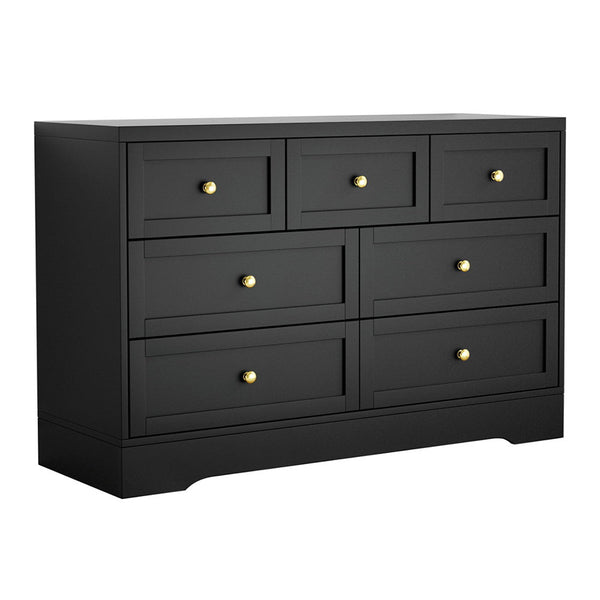 Artiss 7 Chest of Drawers Dresser Table Black Artiss
