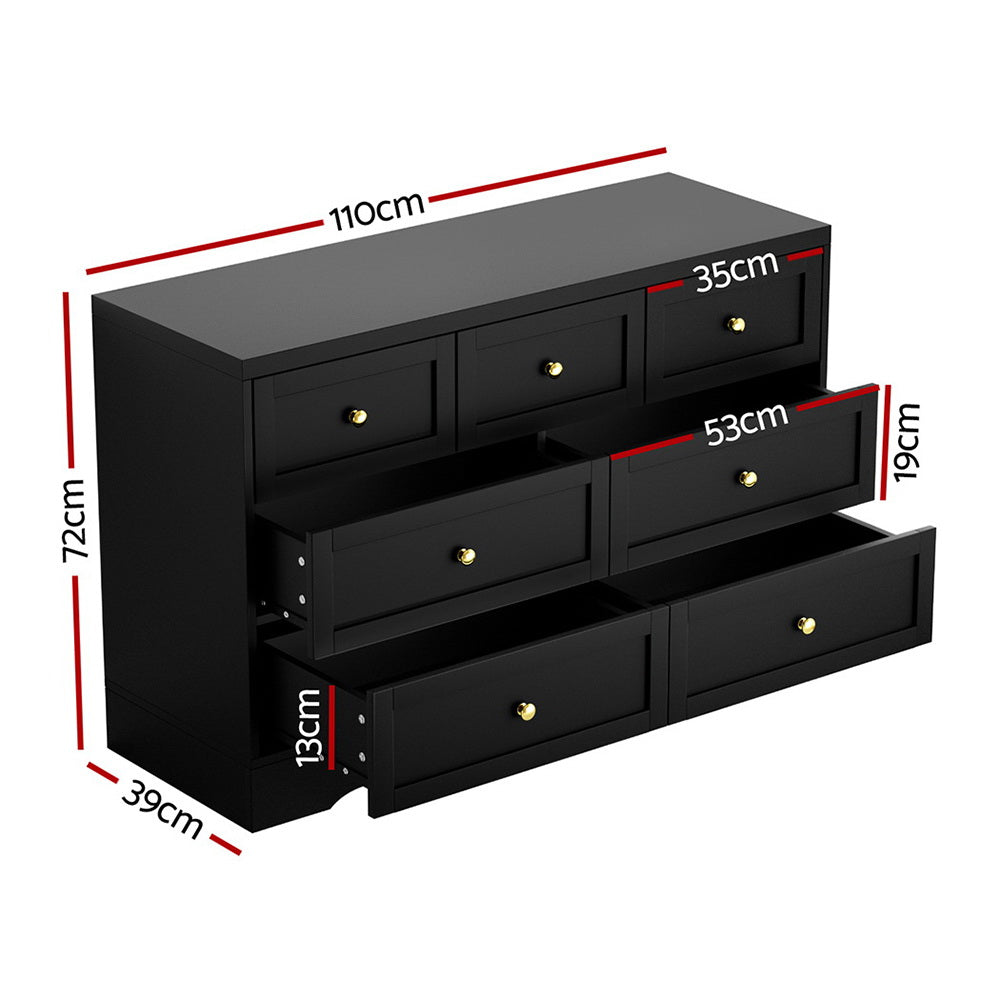 Artiss 7 Chest of Drawers Dresser Table Black Artiss