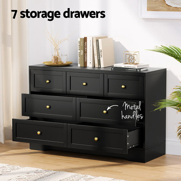Artiss 7 Chest of Drawers Dresser Table Black Artiss