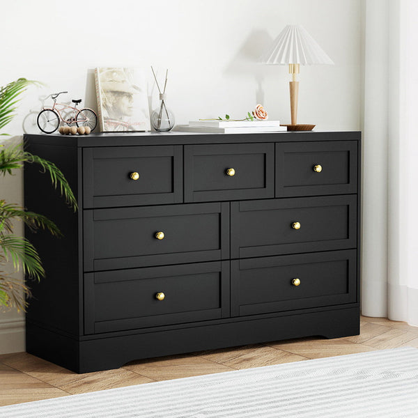 Artiss 7 Chest of Drawers Dresser Table Black Artiss