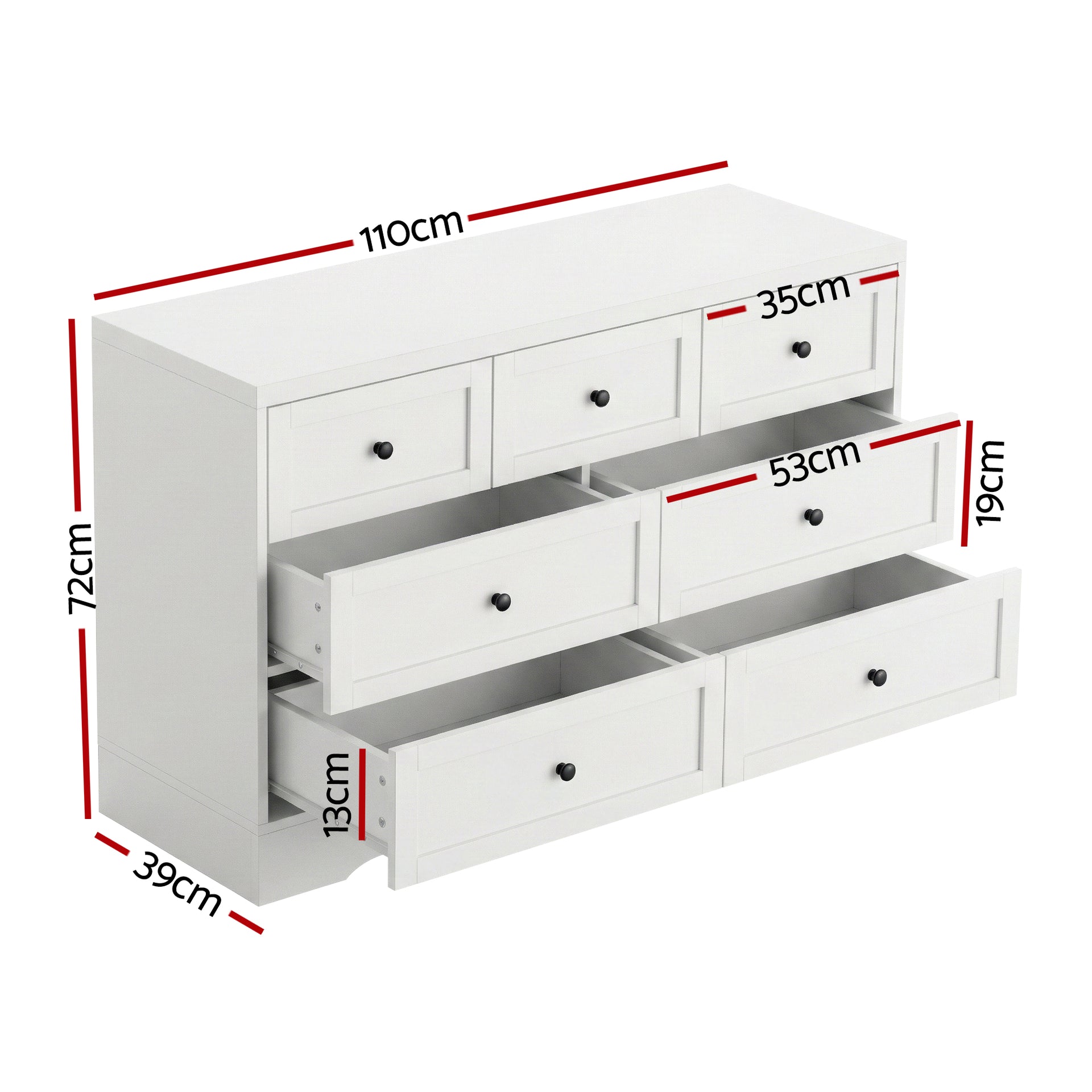 Artiss 7 Chest of Drawers Dresser Table White Awezingly
