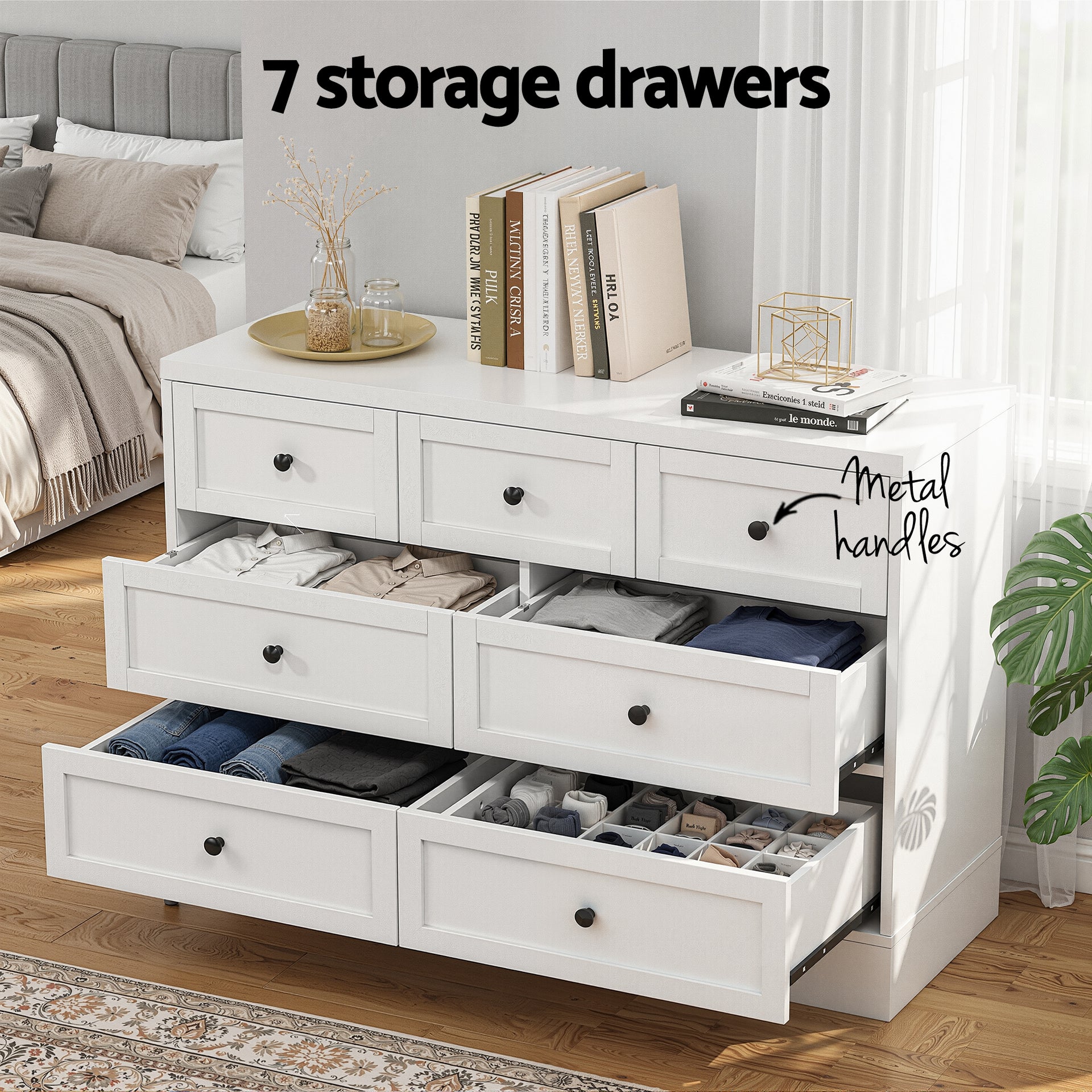 Artiss 7 Chest of Drawers Dresser Table White Awezingly