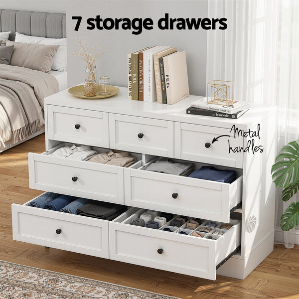 Artiss 7 Chest of Drawers Dresser Table White Awezingly