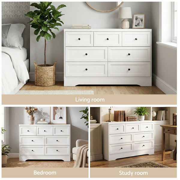 Artiss 7 Chest of Drawers Dresser Table White Awezingly