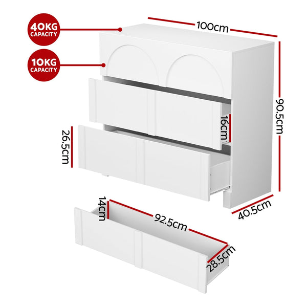 Artiss 3 Chest of Drawers Lowboy Dresser Cabinet White Awezingly