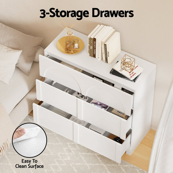 Artiss 3 Chest of Drawers Lowboy Dresser Cabinet White Awezingly