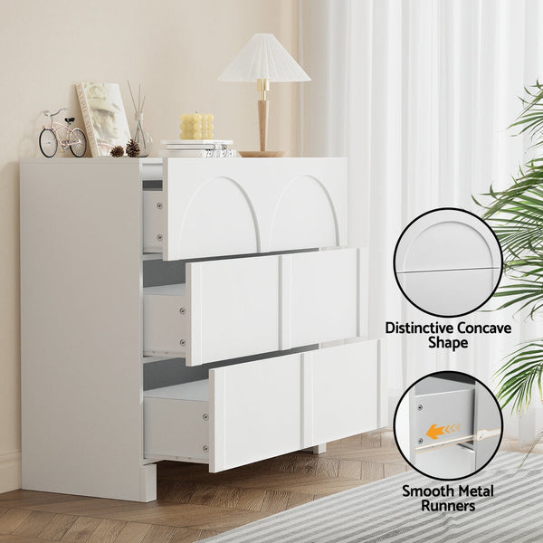 Artiss 3 Chest of Drawers Lowboy Dresser Cabinet White Awezingly