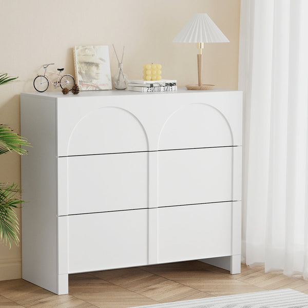 Artiss 3 Chest of Drawers Lowboy Dresser Cabinet White Awezingly